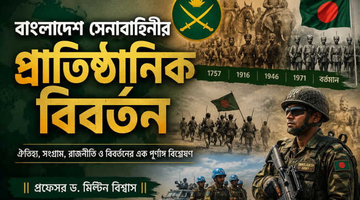 বাংলাদেশ সেনাবাহিনীর প্রাতিষ্ঠানিক বিবর্তন — ইতিহাস, সংগ্রাম, রাজনীতি ও পেশাদারিত্ব